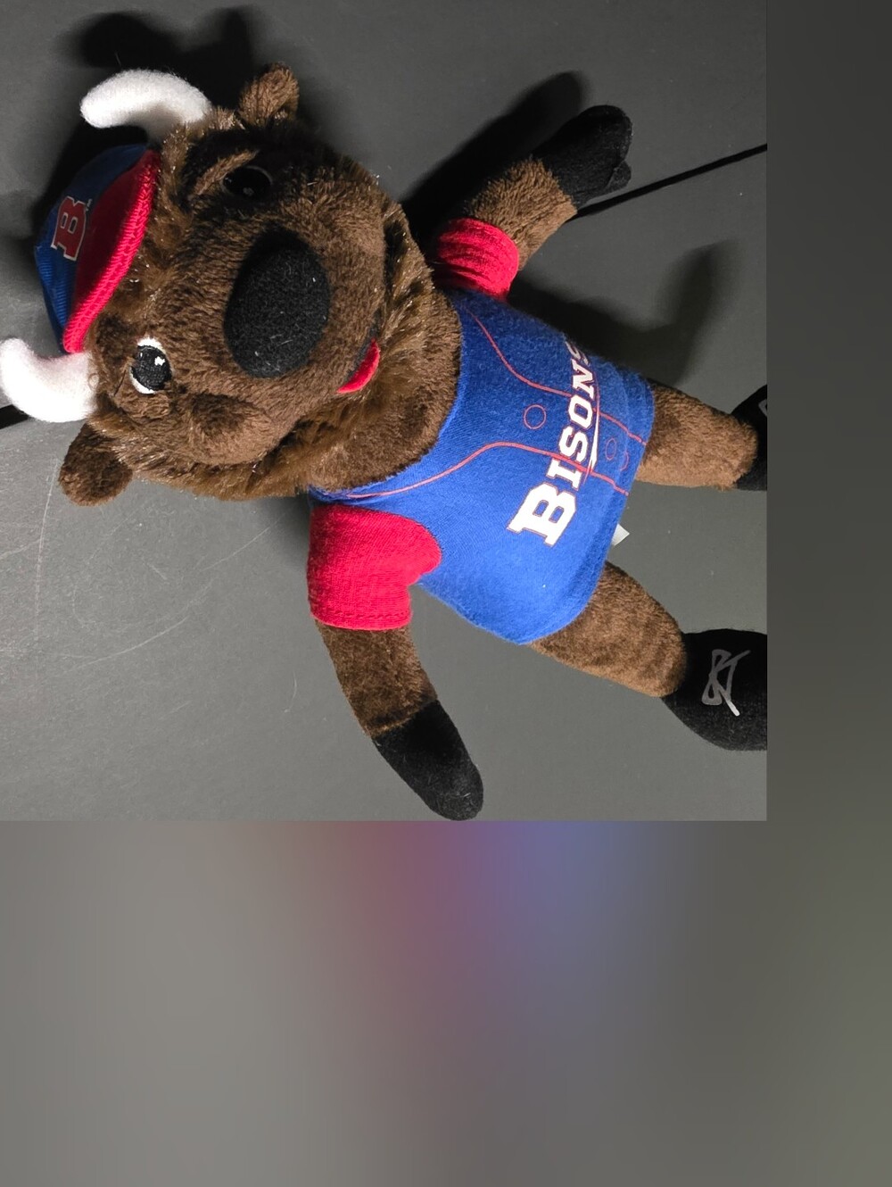 Bison Plush Toy - Brown with Blue & Red Jersey